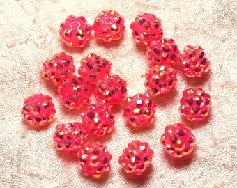 10pc - Perles Shamballas Résine 10x8mm Rose clair   4558550030139