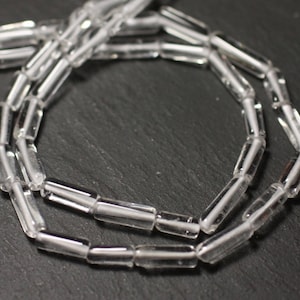 10pc - Stone Beads - Crystal Quartz Tubes 5-14mm - 8741140012271
