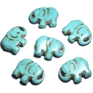 1pc - Large Synthetic Turquoise Stone Pendant Bead - Elephant 40mm Turquoise Blue - 4558550087881