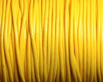 5 meters - Waxed Cotton Cord 2mm Yellow - 4558550016065