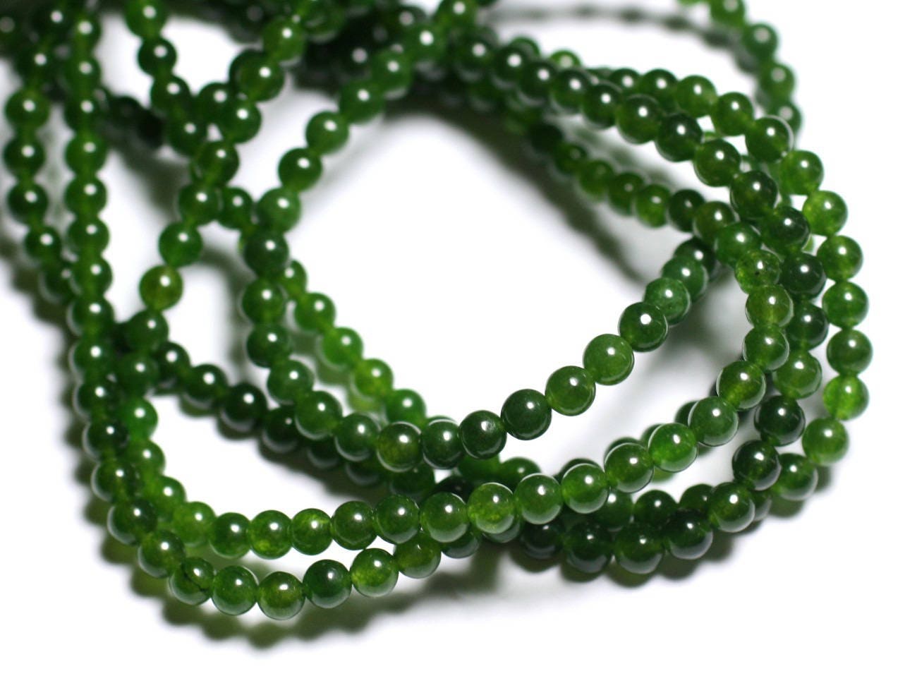 Fil De Perles En Jade Vert Empire - 39 Cm - 40 Perles De 10 Mm - Neuf - Marque Homemade