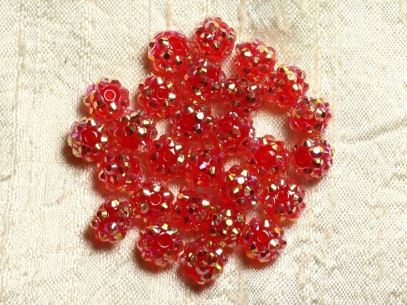 10pc Resin Shamballas Beads 10x8mm Red 4558550009210