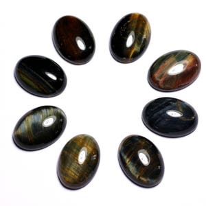 1pc - Cabochon Pierre - Oeil Tigre Faucon Ovale 20x15mm bleu noir marron doré - 7427039741217