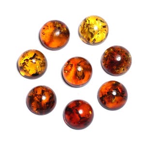 1pc - Cabochon Pierre Ambre naturelle baltique Rond 8mm cognac orange jaune - 7427039738569
