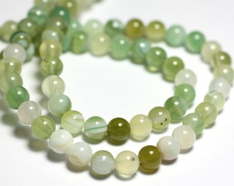 20pc - Stone Beads - Agate Balls 6mm Light green pastel white - 8741140000353