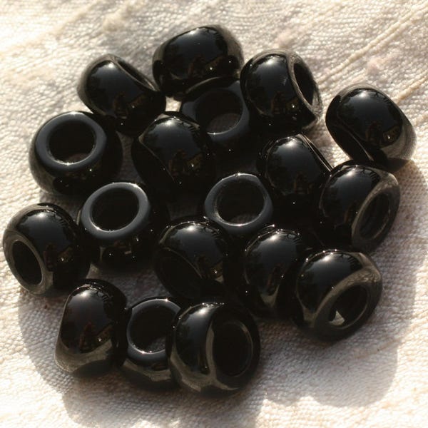 1pc - Stone Bead Drilling 6mm - Black Onyx Rondelle 13x7mm 4558550015907