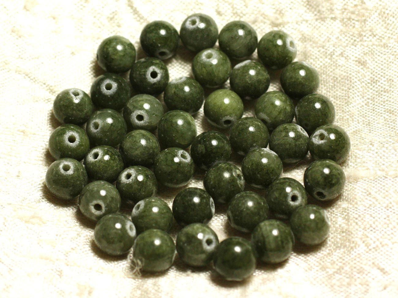 Fil De Perles En Labradorite - 39cm - 48 Perles Boules 8mm - Pierre Naturelle