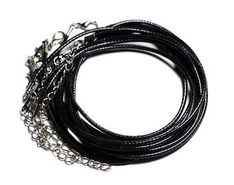 10pc - Findings Accessories Necklaces Chokers 45cm Waxed Cotton 1.5mm Black - 7427039738064