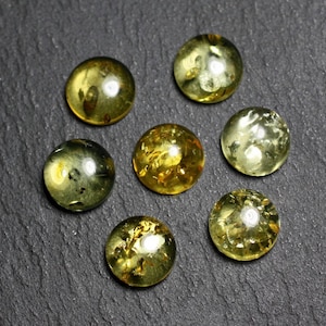 1pc - Cabochon Pierre Ambre naturelle baltique Rond 6mm Miel jaune clair - 7427039738477