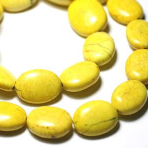 Thread 39cm 19pc approx - Synthetic Turquoise Stone Beads Oval 20x15mm Yellow