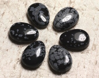 Semi-precious stone teardrop pendant - Snowflake Obsidian 25mm 4558550026941