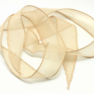 1pc - Hand-dyed Silk Ribbon Necklace 85 x 2.5cm Beige (ref SOIE111) 4558550003393