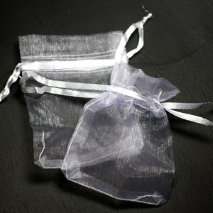 10pc - White Organza Fabric Jewelry Gift Bags 9x7cm - 8741140023086