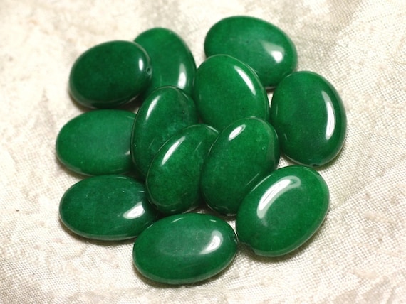 Perle En Jade Rouge Rose Framboise Ovale 25x18 Mm - Pour Bijoux DIY - Neuve