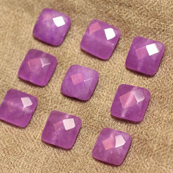 2pc - Stone Beads - Jade Square Facettés 14mm Purple Pink Purple - 4558550019554