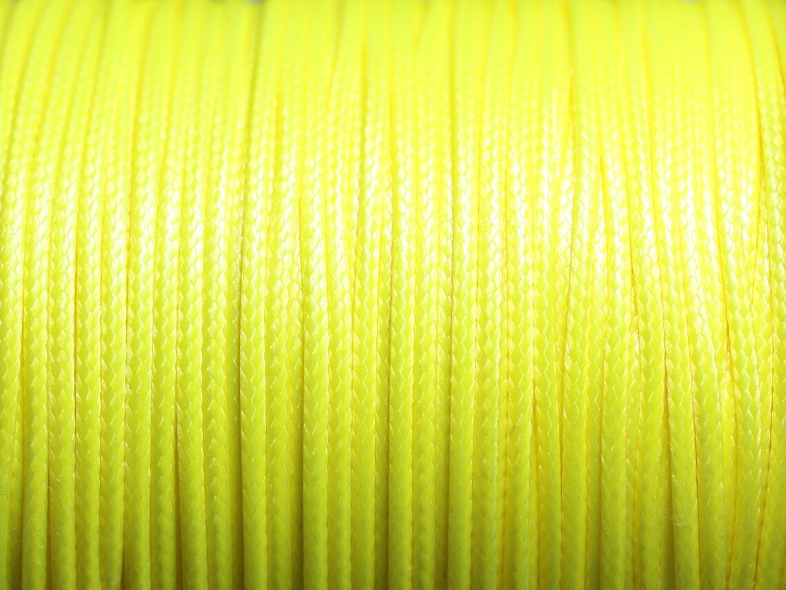 5 Meters - 1.5mm Coated Waxed Cotton Cord/rope, Fluorescent Yellow ...