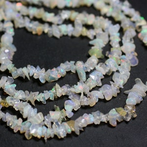 20pc - Stone Beads - Opal Ethiopia Rocailles Chips 2-6mm white multicolored rainbow - 7427039739917