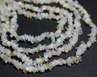 20pc - Ethiopian Opal Stone Beads, Seed Chips, 2-6mm, White, Multicolored, Rainbow - 7427039739917