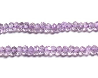Strand 33cm 160pc approx - Stone Beads - Clear Amethyst Brazil Faceted Rondelles 2-3mm Purple Lavender Mauve Parma