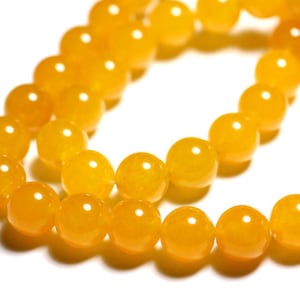 8 Stück - Steinperlen - Jadekugeln 12 mm Gelb Orange - 4558550089748