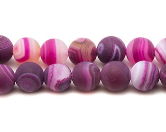 10pc Agate pink Fuchsia balls 8 mm 4558550030573 stone beads
