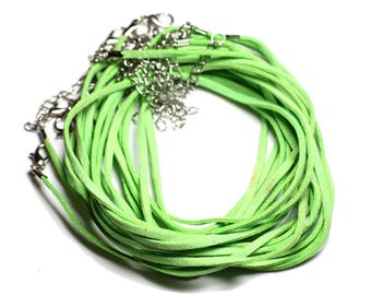 5pc - Chokers 45cm Apple Green Suede 2x1mm - 4558550016232