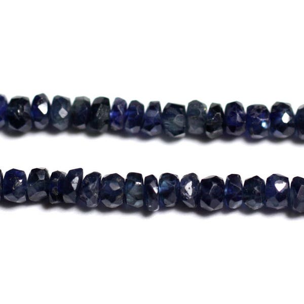 Wire 45cm 275pc approx - Stone Beads - Sapphire Faceted Rondelles gradient 2-4mm midnight blue black