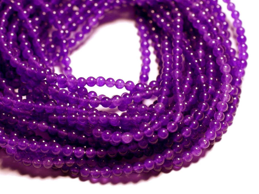 Fil De Perles En Pierre Jade Boules Facettées 6mm Mauve Violet - Environ 64 Perles Sur 39 Cm, Neuf, Fabrication Artisanale