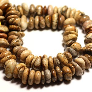 10pc - Stone Beads Jasper Landscape Chips Palets Rondelles 8-12mm yellow beige brown - 8741140016194
