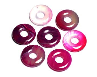 Collier Pendentif En Agate Rose Donut - Diamètre 20 Mm, Fait Main En France