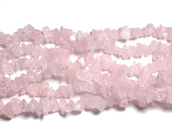 120pc environ - Perles Pierre Quartz Rose Rocailles Chips 4-10mm Rose clair transparent - 7427039746144