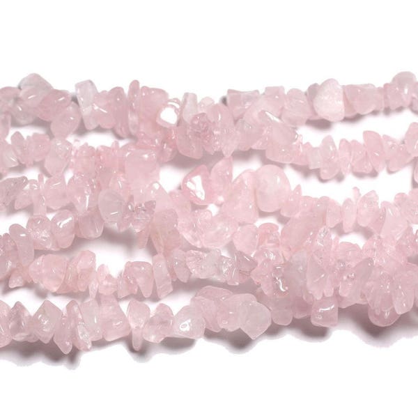 120pc environ - Perles Pierre Quartz Rose Rocailles Chips 4-10mm Rose clair transparent - 7427039746144