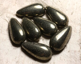1pc - Pyrite Stone Drop Pendant 40mm Gold - 4558550013200