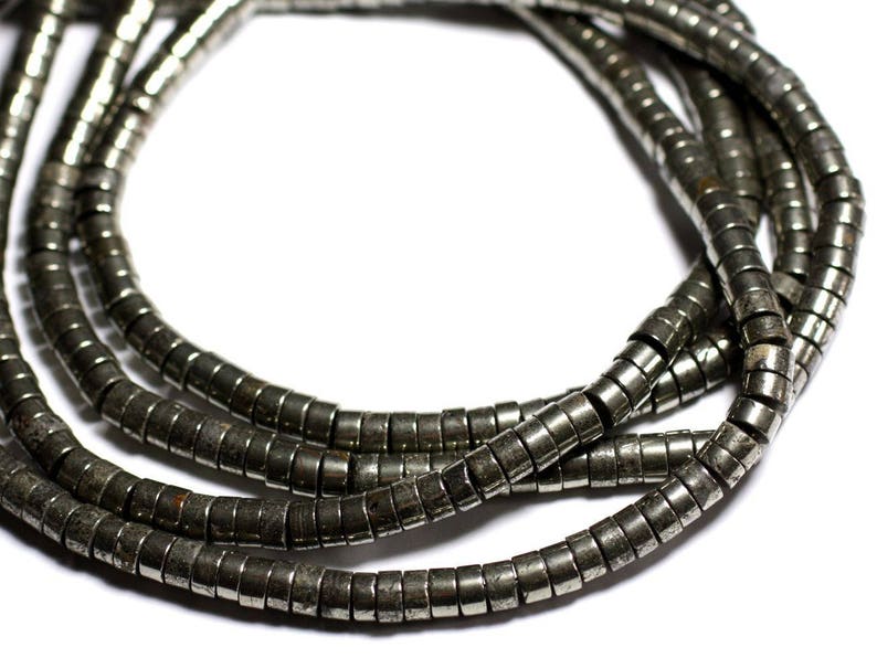 4558550084361 Pyrite Golden Rondelles 6 x 3-4mm stone beads 20pc
