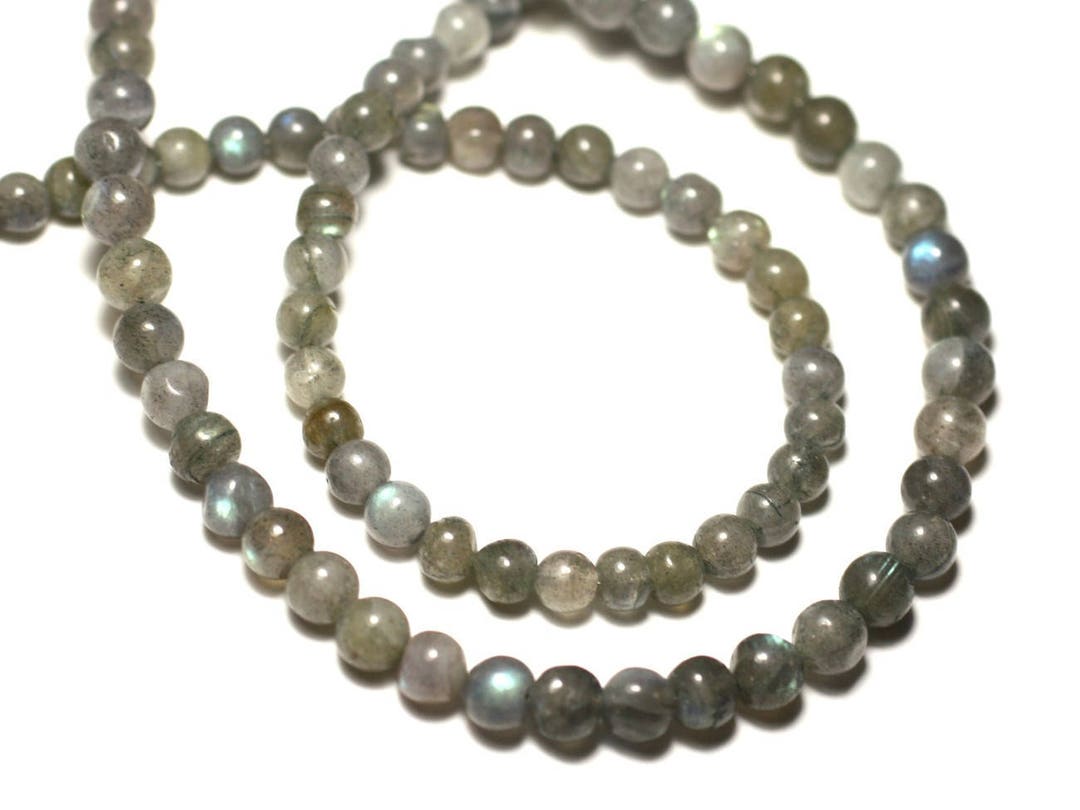 20 Perles En Labradorite – Boules De 5-6mm – Idées Pour Bijoux Artisanaux Ou Décoration
