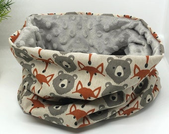 Snood CHILD fox and bear / neck warmer / collar / scarf