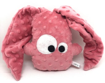 Ultra soft minky pink rabbit plush big ears