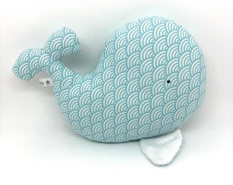 Blue and soft minky plush whale