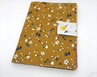 Protects baby's health book with floral liberty flowers, customizable mustard