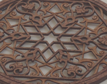 Islamic Geometric Art - Star Design - Islamic Wall Art - Islamic Picture Frame - Islamic Decor - Made from Real Wood and Wood Veneer