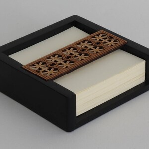 Luxury Wooden Memo Pad Holder with Note / Telephone Pad Desk Organiser & Desk Tidy Lattice Geometric Design image 9