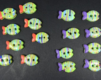 Fish sewing buttons 1.7 cm, set of 10, creation for babies