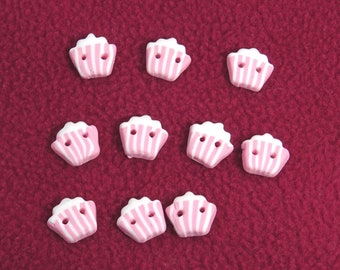 Small pink baby cupcake buttons, 11mm x 13mm, set of 10, handmade