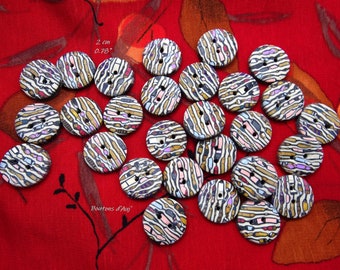 Fancy beige sewing buttons 2 cm - packs of 4 or 5