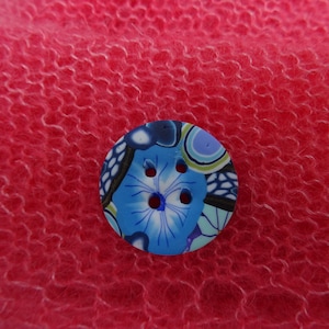 Boutons bleus à motifs, plusieurs formes et dimensions au choix, faits à la main rond 2.5 cm