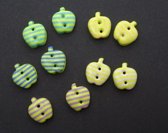 Bottoni a forma di mela, set da 10 per neonati, fatti a mano, lavabili in lavatrice