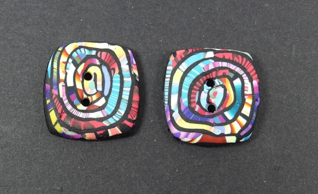 Stained Glass Effect Spiral Square Sewing Buttons Pack of 2 Etsy