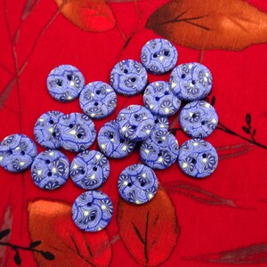 Boutons bleus motif wax ronds 19 mm0.74 faits à la main lots de 5 image 6