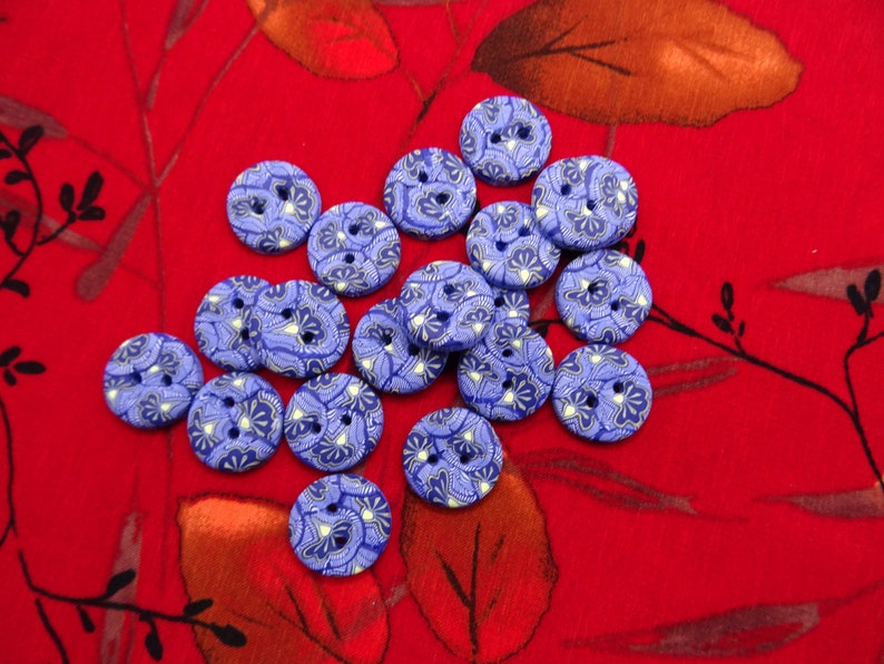 Boutons bleus motif wax ronds 19 mm0.74 faits à la main lots de 5 image 6