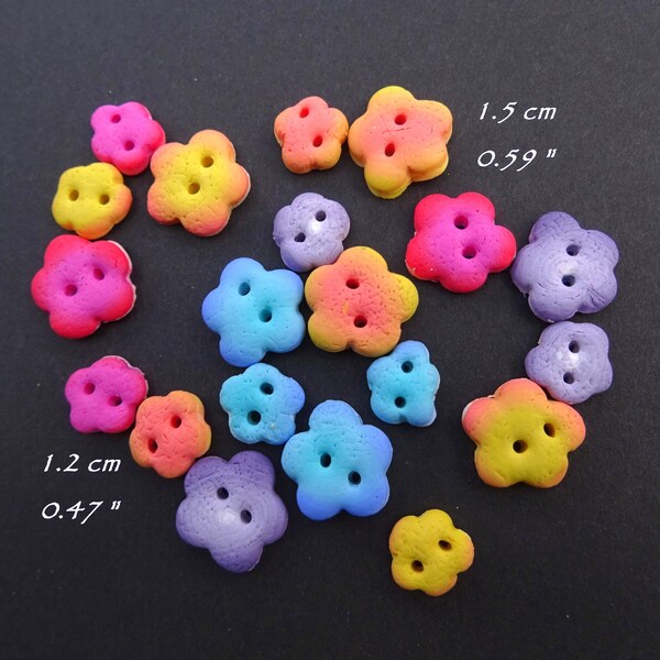 Boutons de couture fleurs multicolores, lots de 10